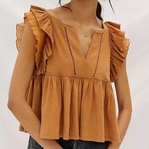 Anthropologie Caroline Ruffled Babydoll Top ✧ Size S